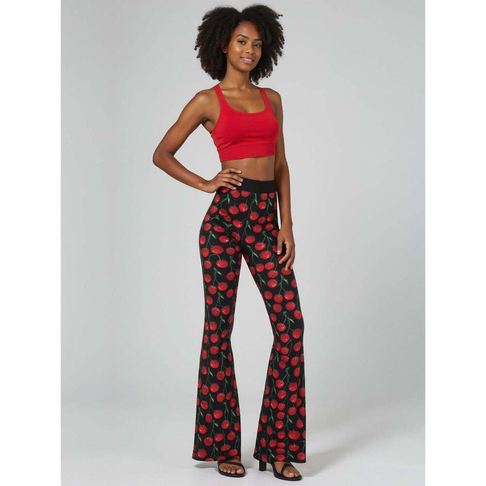 New York & Company Cherry Print Jersey Pull On Pant Size MEDIUMMEDIUM / BLACK -